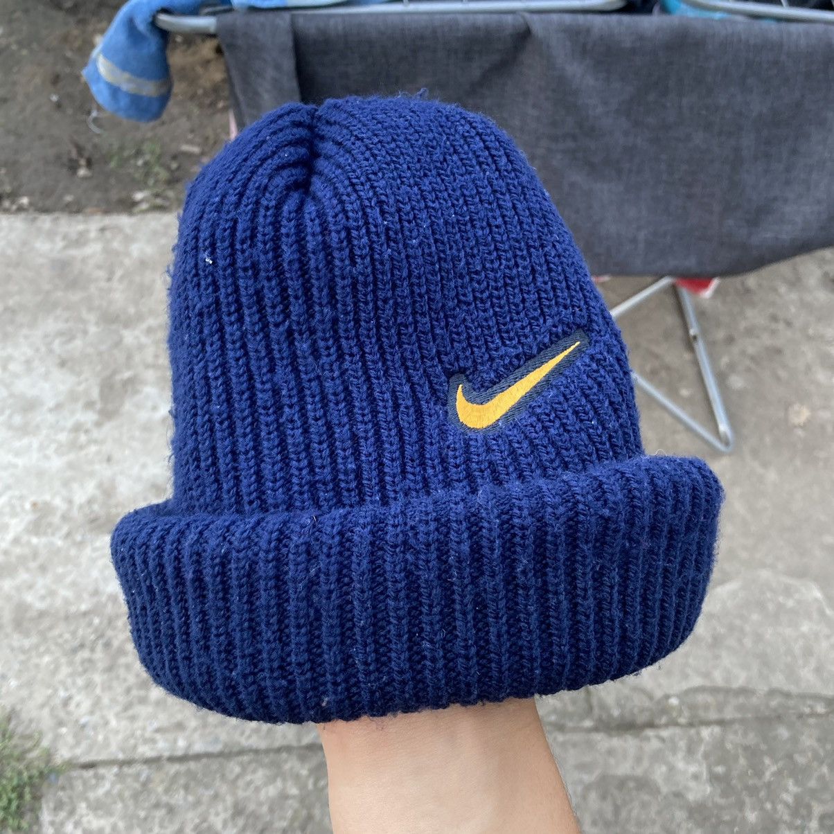 Nike × Vintage Vintage Nike swoosh beanie blue hat Size ONE SIZE - 6 Thumbnail