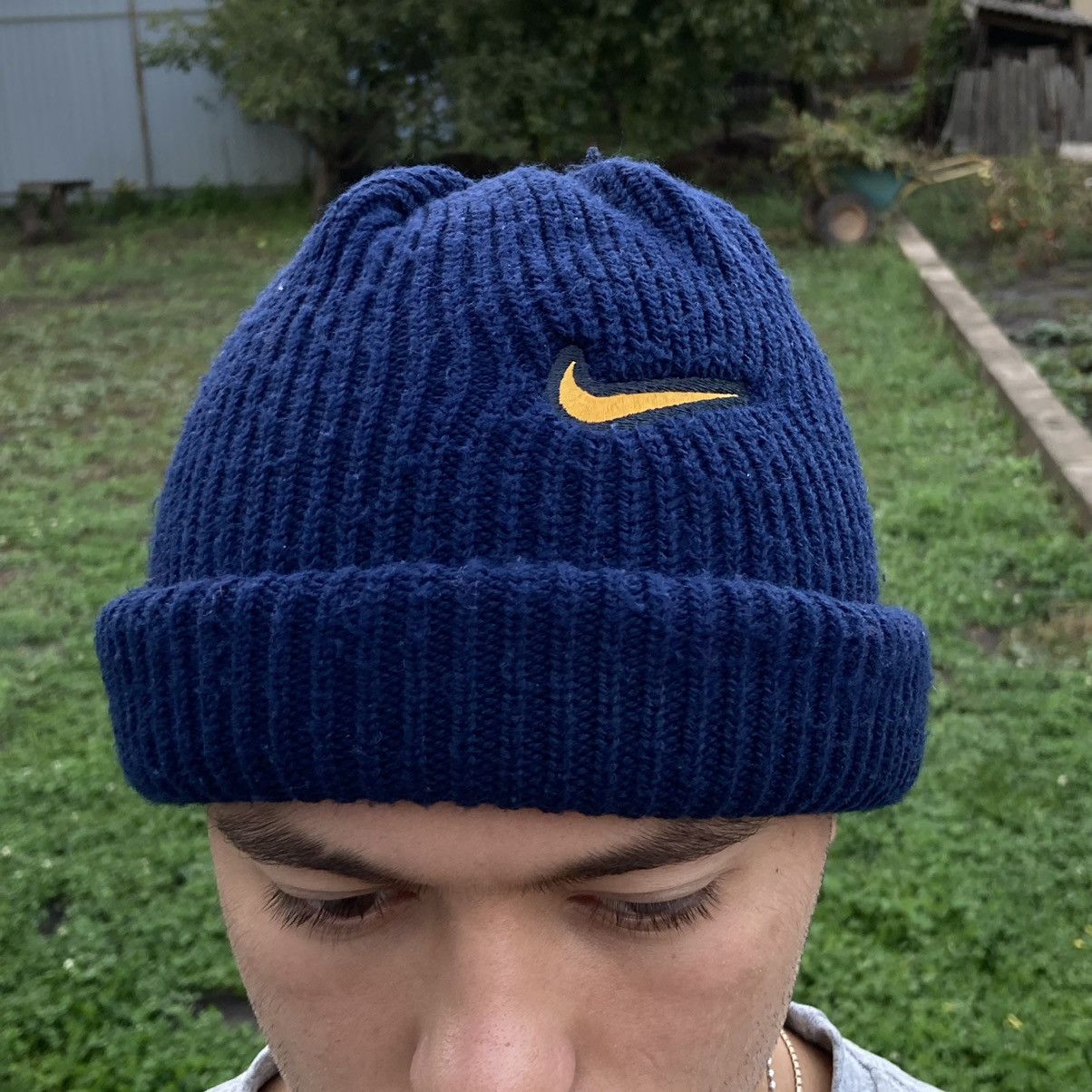Nike × Vintage Vintage Nike swoosh beanie blue hat Size ONE SIZE - 3 Thumbnail