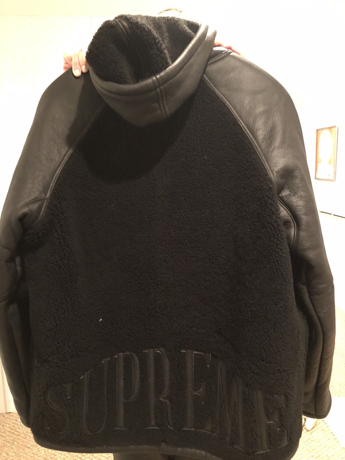 Supreme Reverse Shearling Black Supreme Jacket | Grailed