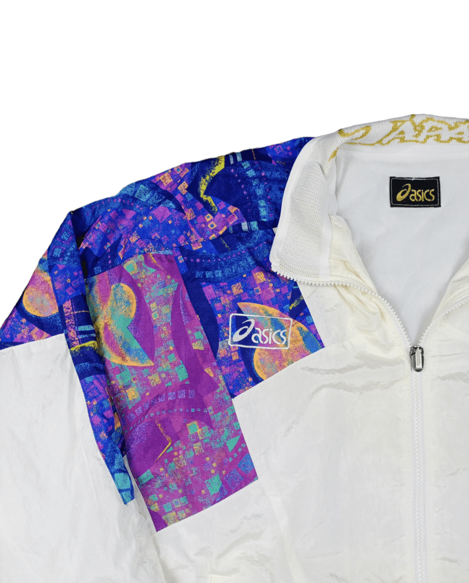 💥RARE💥Vintage 90s Asics Japan Multicolor Windbreaker