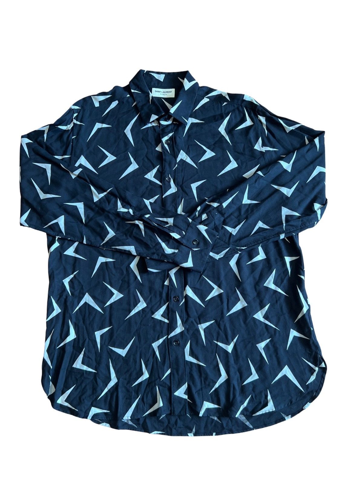Hedi Slimane × Saint Laurent Paris SAINT LAURENT FW15 BOOMERANG SHIRT Size US XL / EU 56 / 4 - 1 Thumbnail