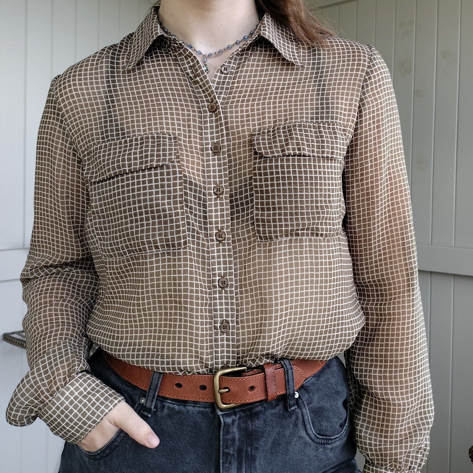 Designer × Vintage Vintage Y2K Witchery Size S Blouse Top Bown Check Button Up Size S / US 4 / IT 40 - 4 Thumbnail