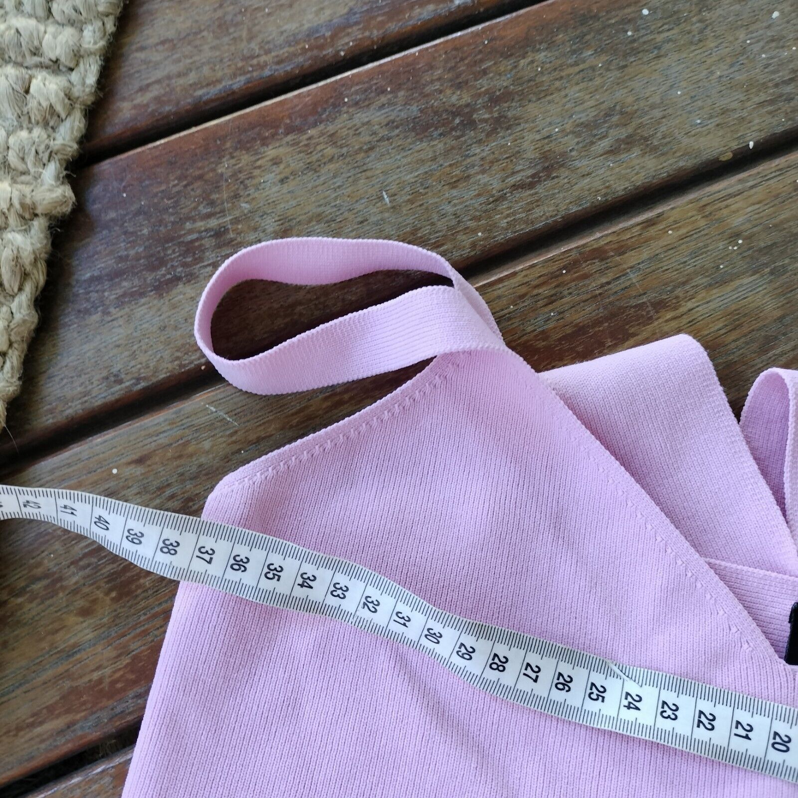 Designer Factorie Top Pink Crop Knit Rib Crossover Criss Cross Size L / US 10 / IT 46 - 6 Thumbnail