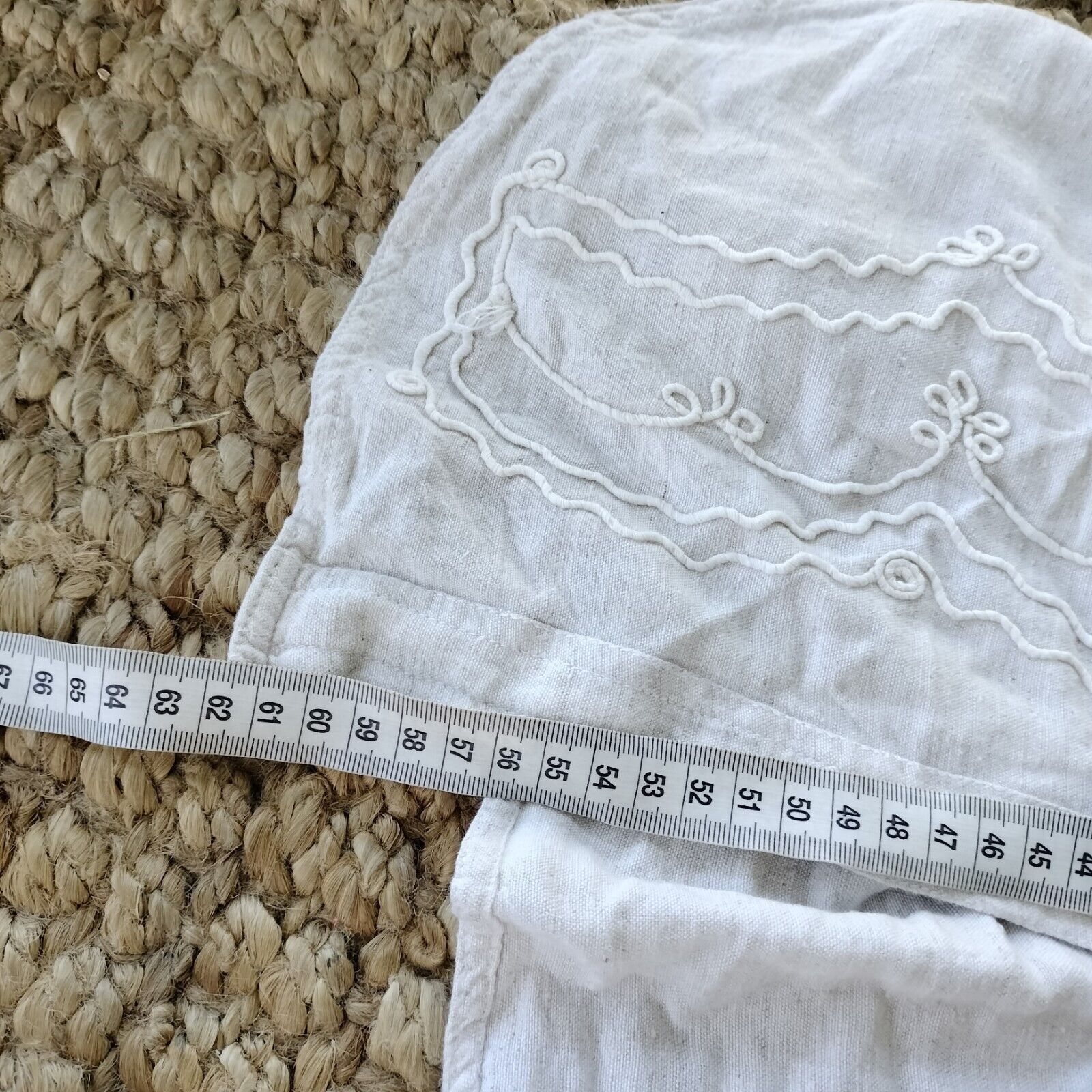 Vintage Vintage 80s Top Tank Beige Linen Button Up Flax Embroidered Size M / US 6-8 / IT 42-44 - 11 Thumbnail