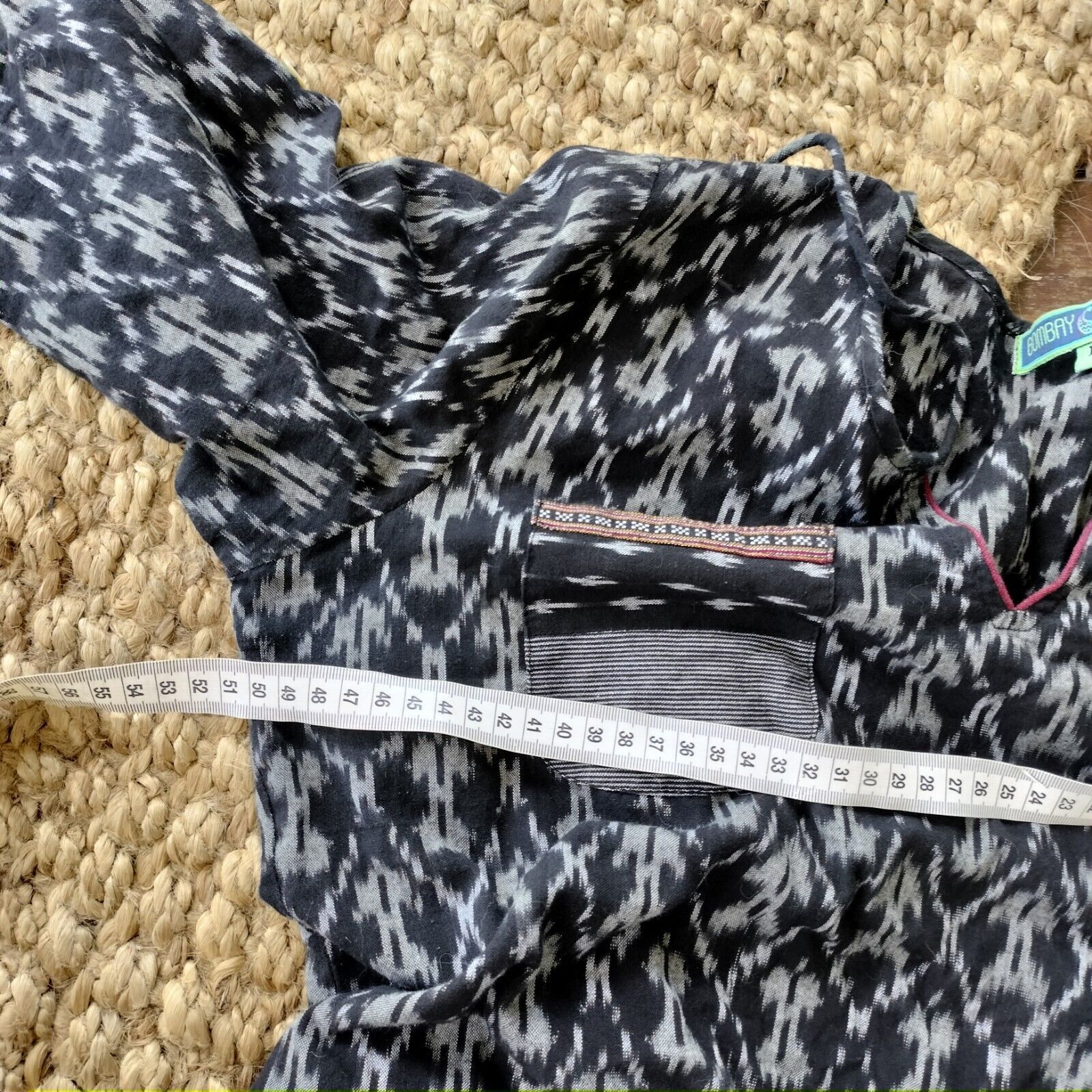Designer Bombay Paisley Size 10 12 Top Blouse Black Grey Short Sleeve Size M / US 6-8 / IT 42-44 - 7 Thumbnail