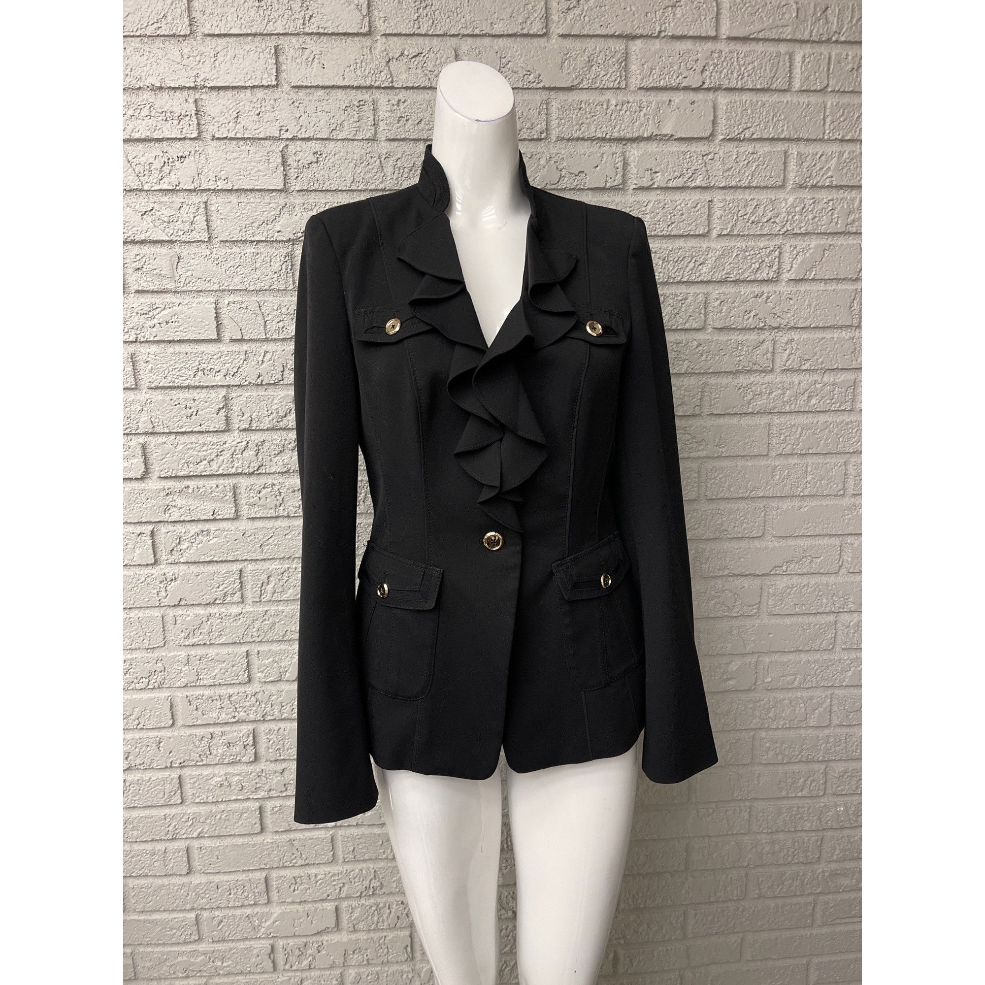 White House Black Market Ruffle Blazer Size 6