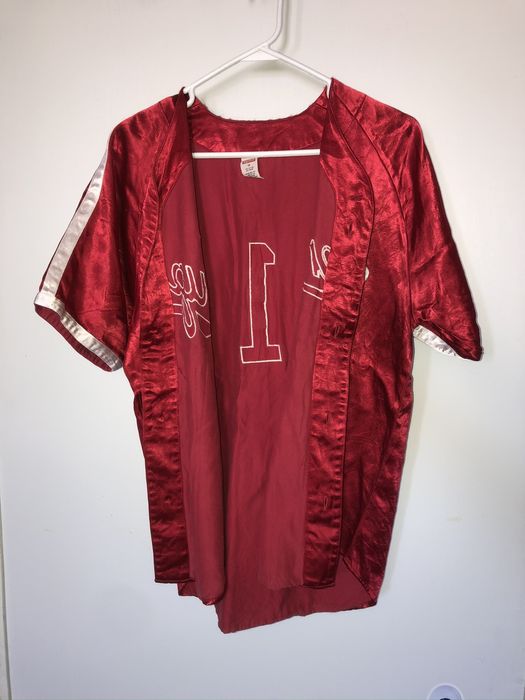 Supreme Supreme Satin Baseball Jersey #1 Red/ White | Grailed