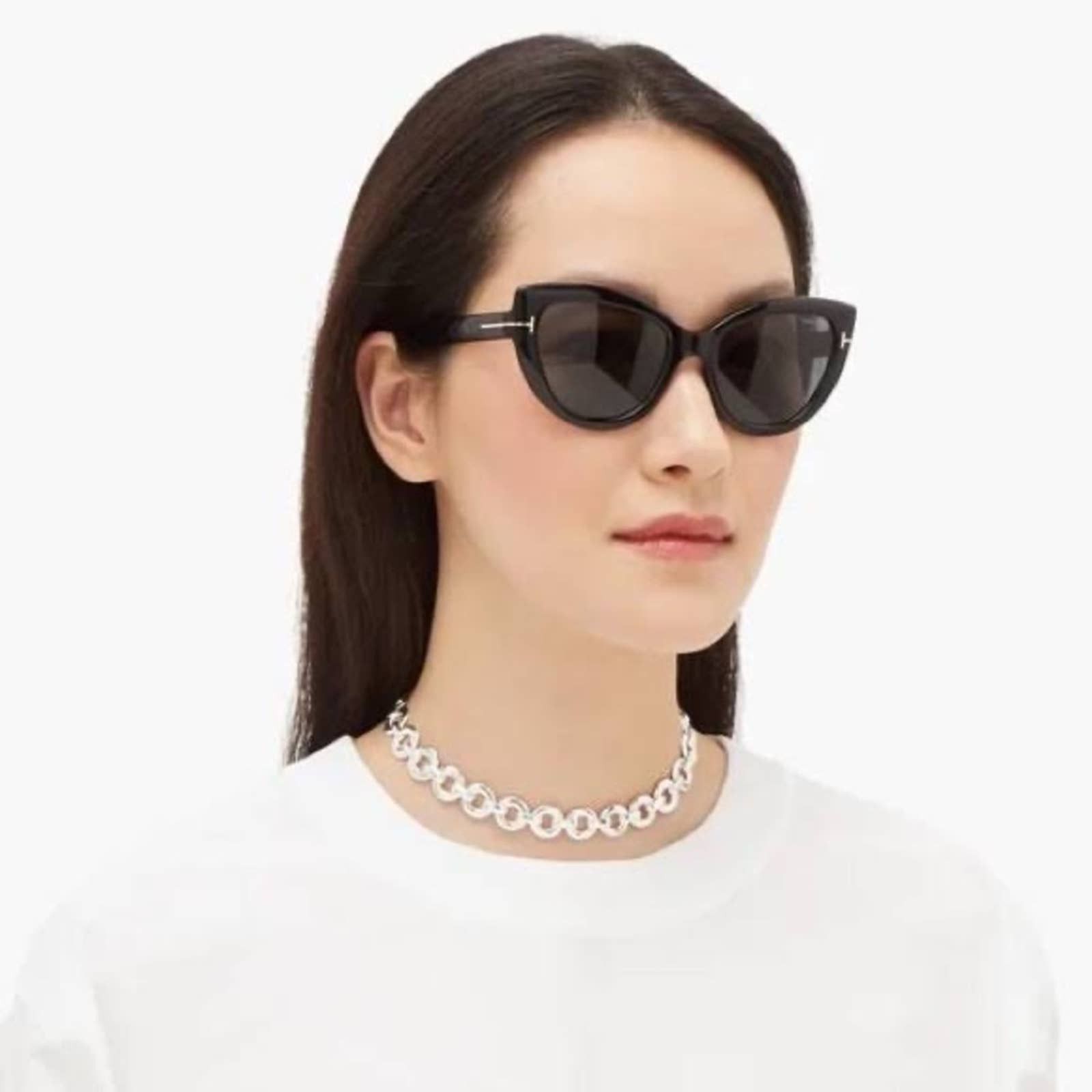 TOM FORD Anya FT0762/S 01A Black Smoke Cat Eye Women