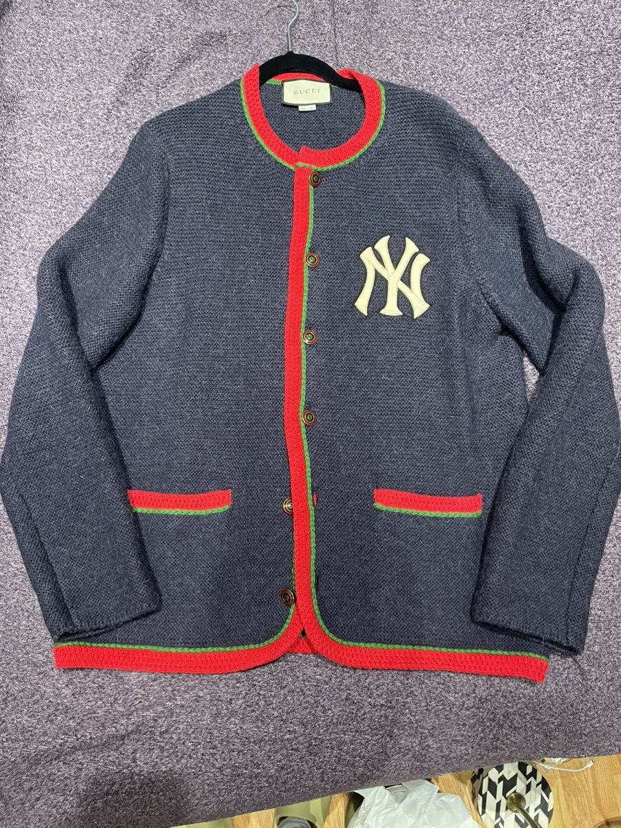 Gucci Gucci New York Yankees NY Embroidery Knit Cardigan Size US L / EU 52-54 / 3 - 1 Thumbnail