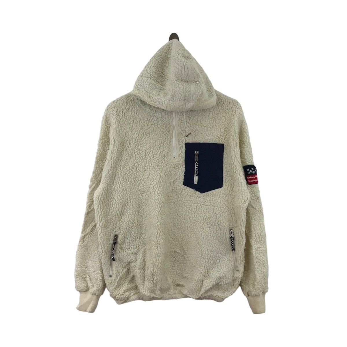 HOTPING USA Deep Pile Sherpa Bulky Retro X Fleece Hoodie