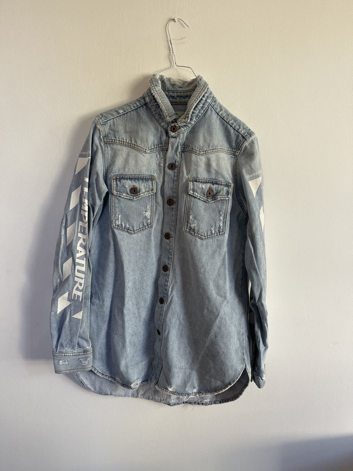 Off-White Off white denim temperature diagonal jacket Size US S / EU 44-46 / 1 - 6 Thumbnail