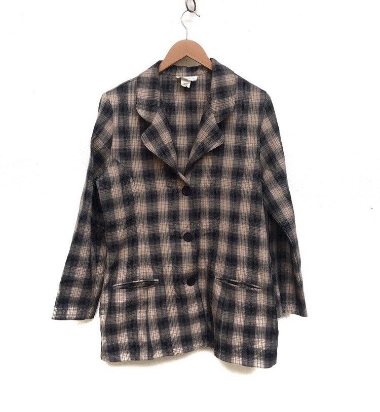 Designer 🔥Susan Neal Check Button Light Jacket Size S / US 4 / IT 40 - 1 Thumbnail
