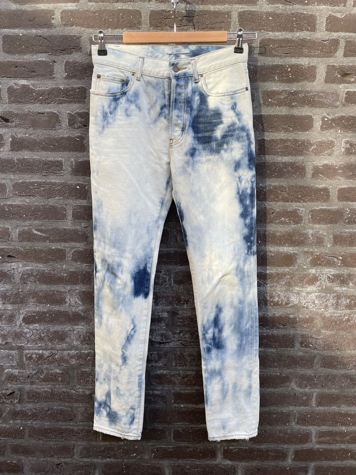 image of Saint Laurent Paris Punk Bleached Indigo Denim Jeans Sample, Men's (Size 29)