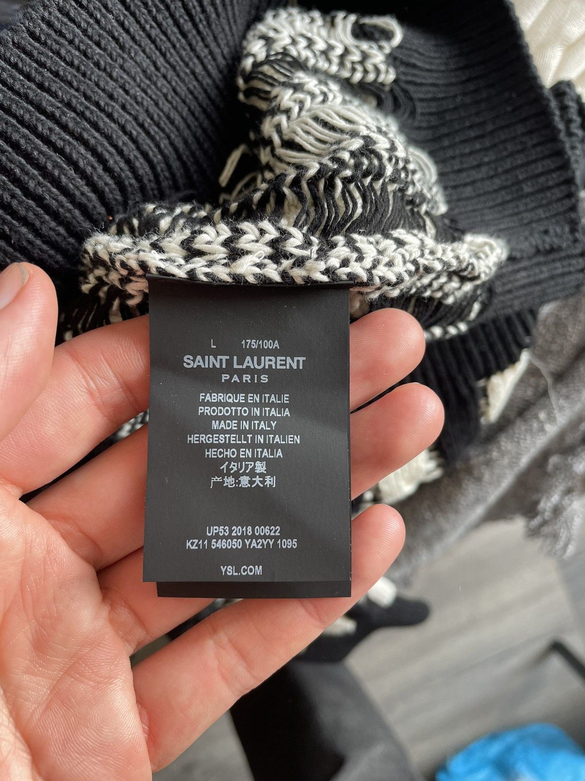 Saint Laurent Paris Black/White Heavy Knit Sweater Size US L / EU 52-54 / 3 - 5 Thumbnail