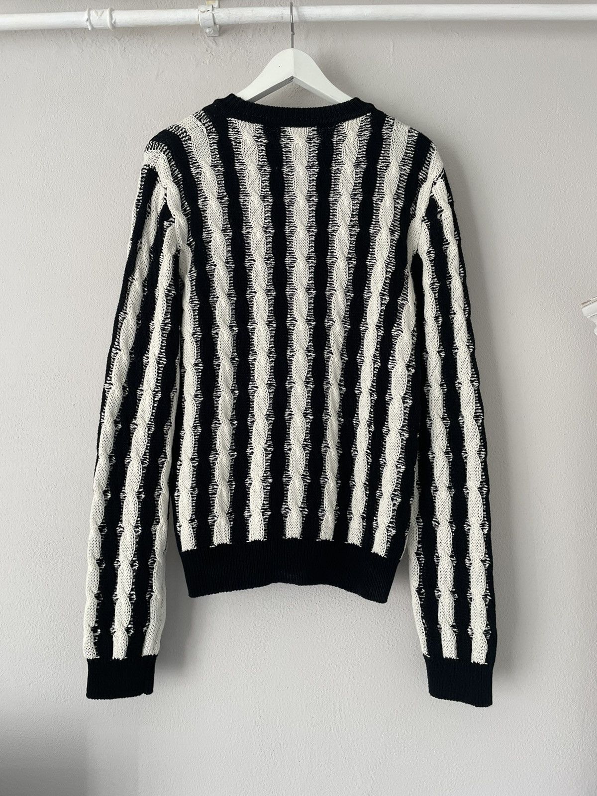 Saint Laurent Paris Black/White Heavy Knit Sweater Size US L / EU 52-54 / 3 - 4 Thumbnail