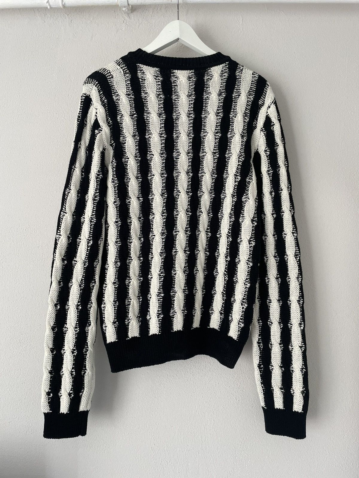 Saint Laurent Paris Black/White Heavy Knit Sweater Size US L / EU 52-54 / 3 - 3 Thumbnail