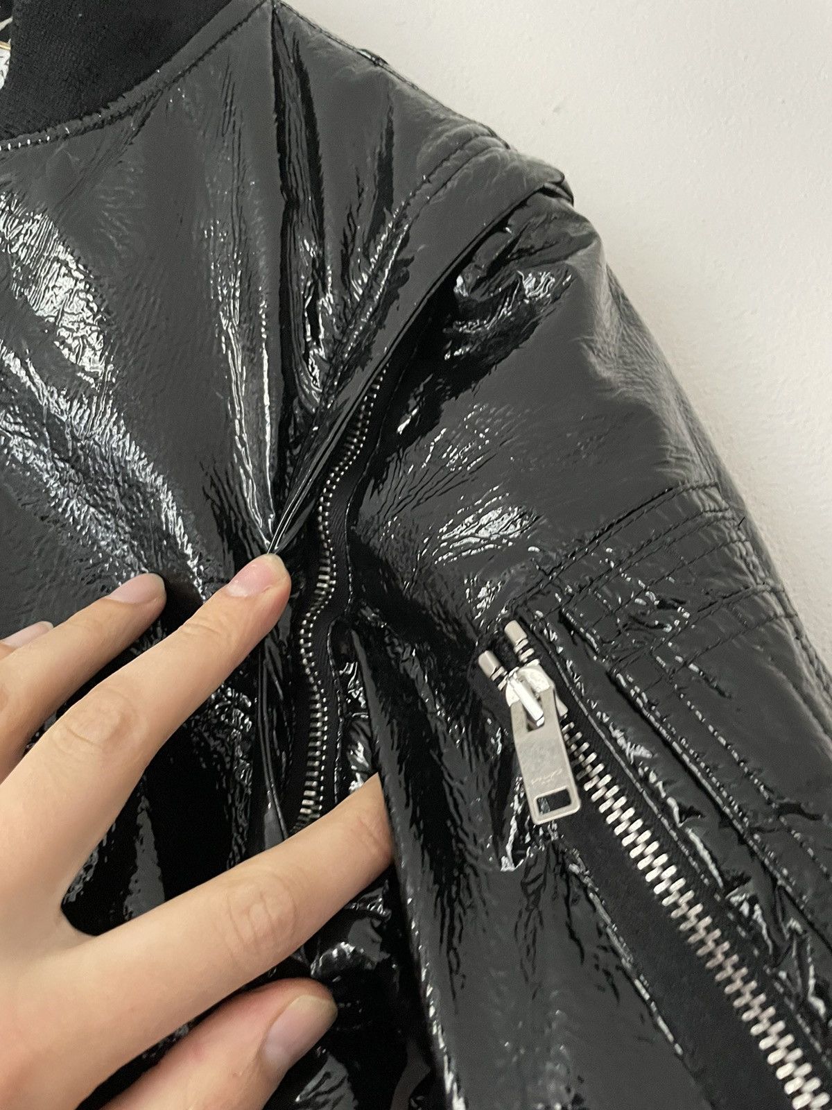 Saint Laurent Paris FW15 Sample Black Vinyl Bomber w/ Detachable Sleeves Size US S / EU 44-46 / 1 - 5 Thumbnail