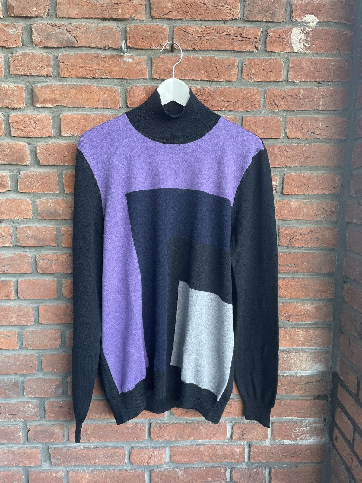 image of Dirk Bikkembergs Podium Colorblock Turtleneck Sweater, Men's (Size XL)