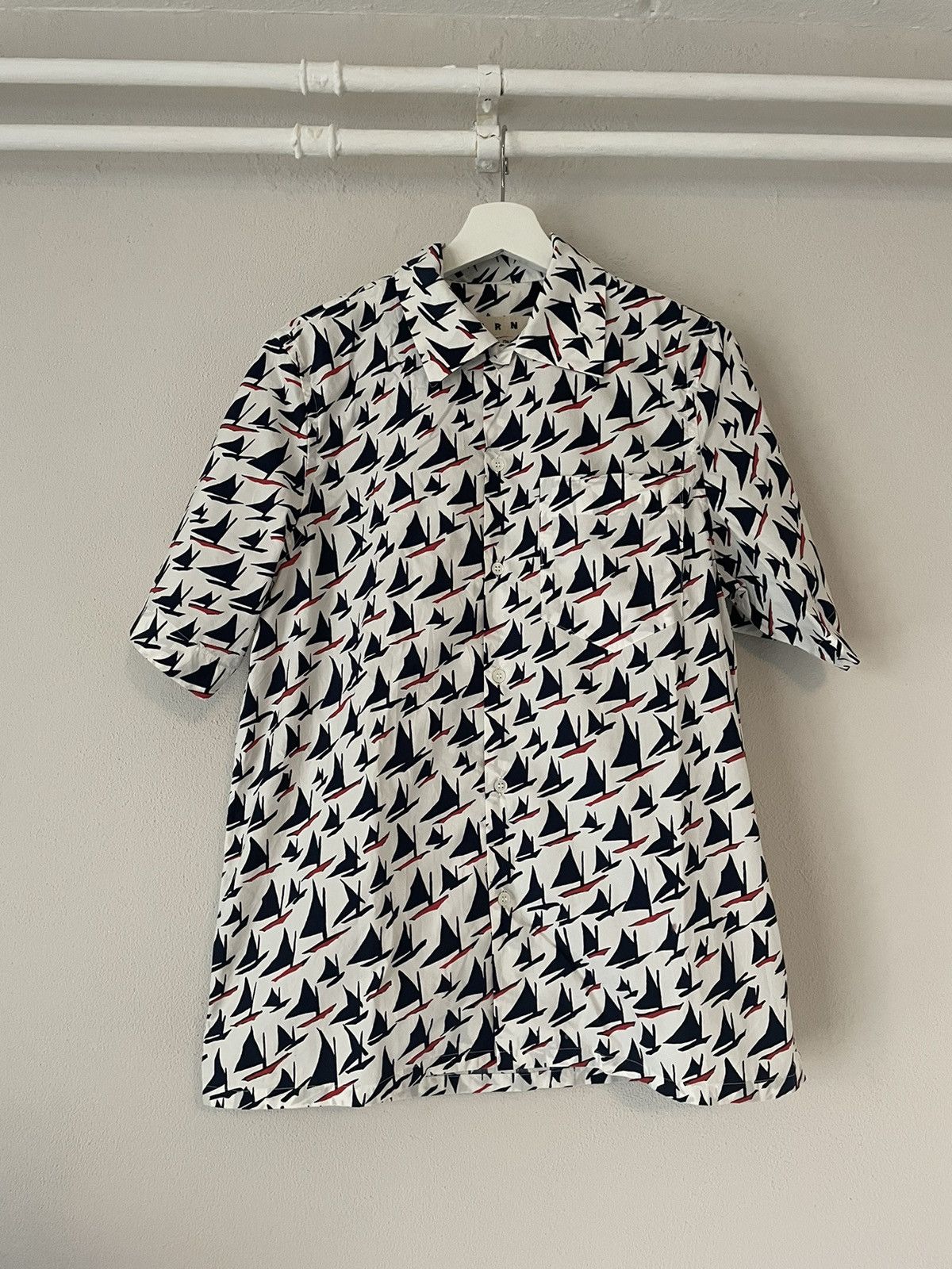 Marni Sailing Boat Print Bowling Shirt Size US M / EU 48-50 / 2 - 1 Thumbnail