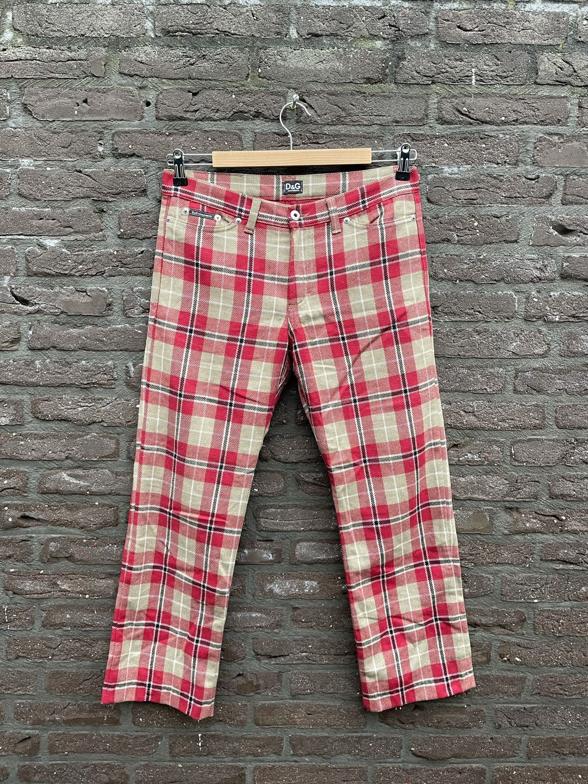 Dolce & Gabbana Red Tartan Plaid Virgin Wool Pants Size US 30 / EU 46 - 1 Thumbnail