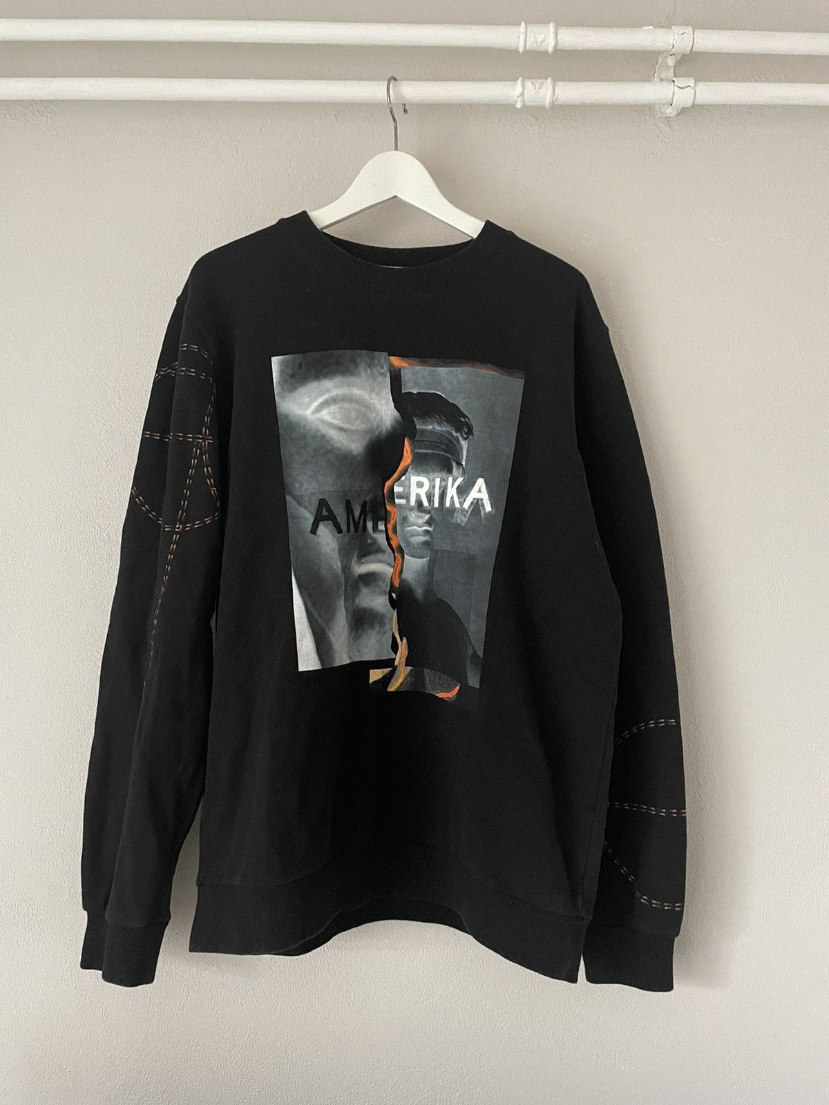 Black Amerika Print Sweatshirt