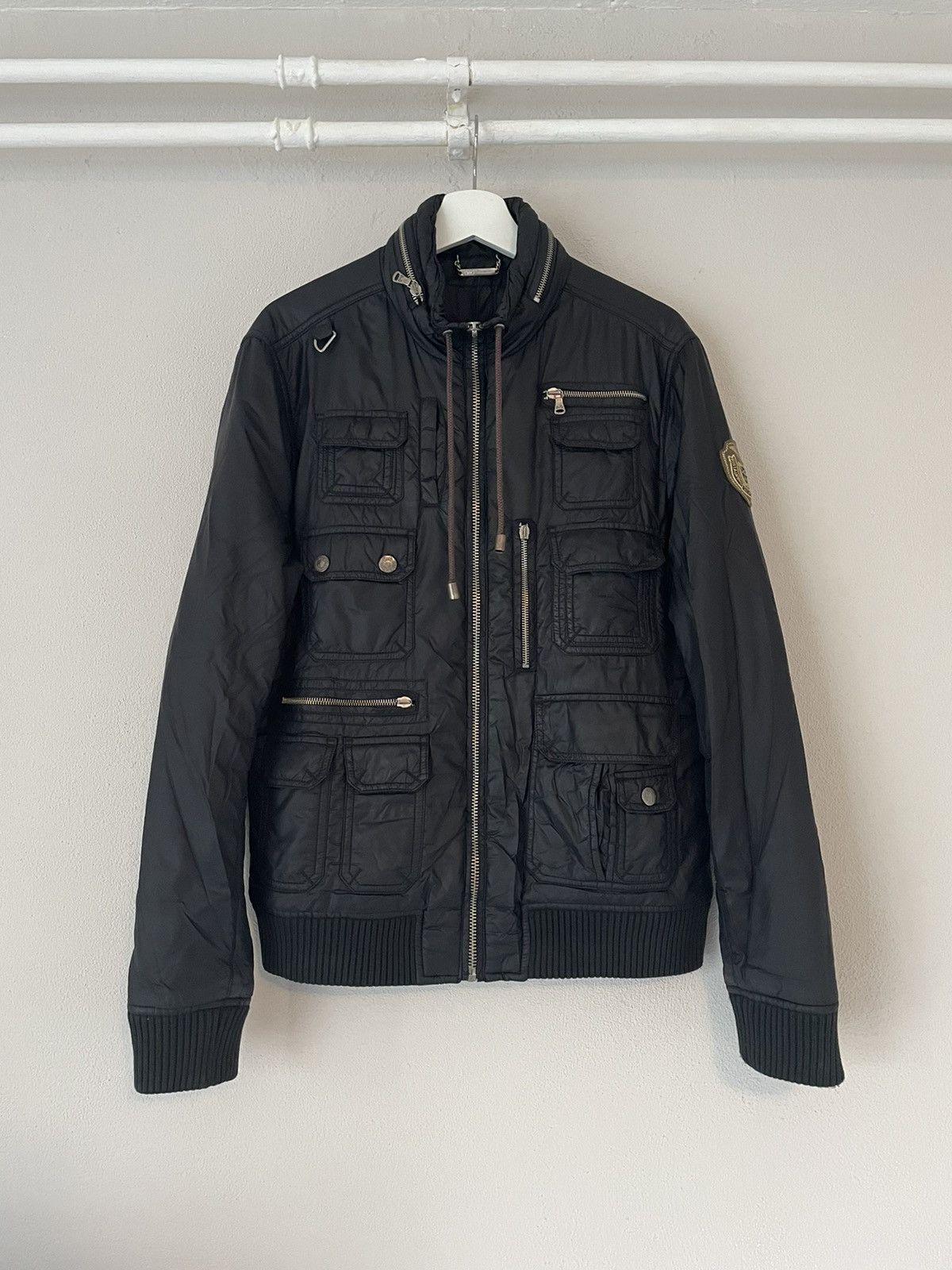 image of Dolce Gabbana Black Cargo Bomber Jacket, Men's (Size Large)