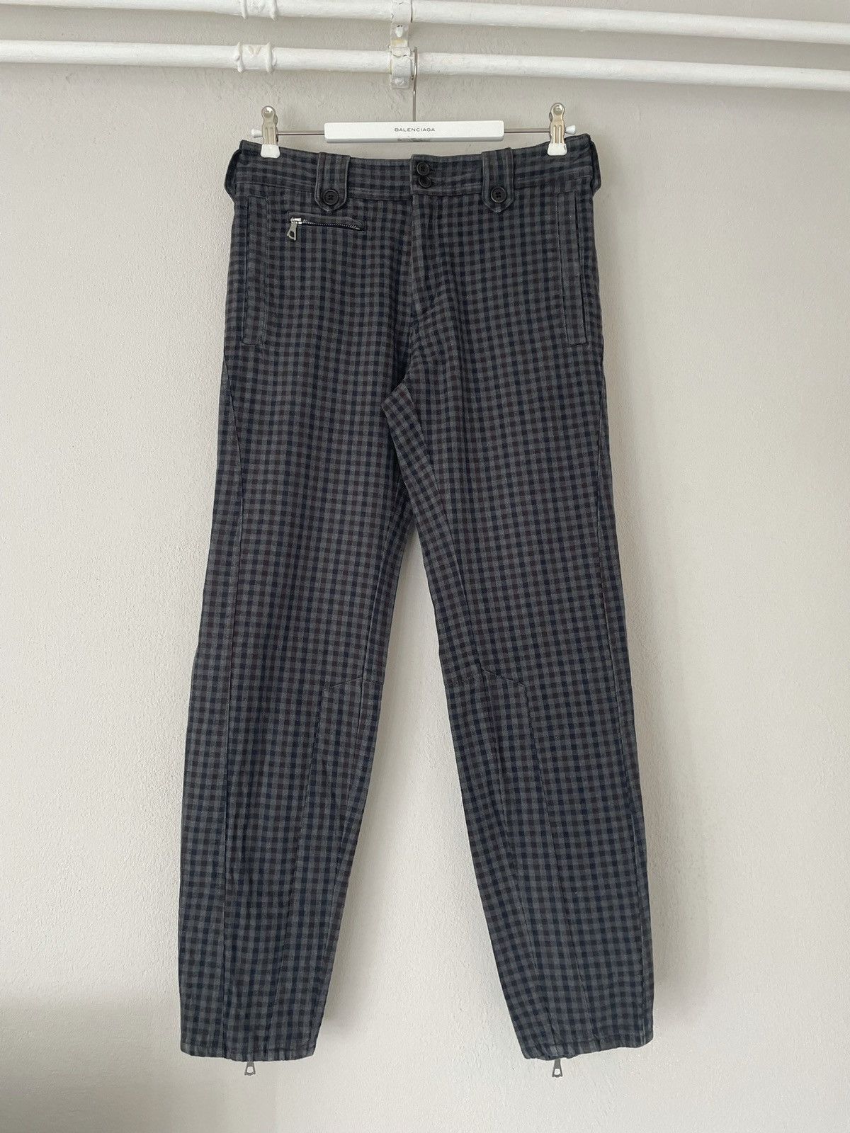 Dries Van Noten Checkered Biker Zipper Pants Size US 30 / EU 46 - 3 Thumbnail