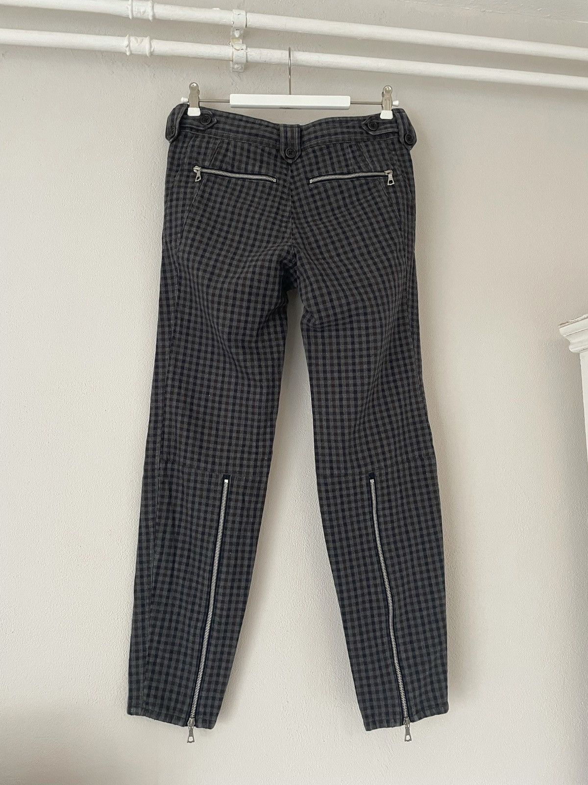 Checkered Biker Zipper Pants