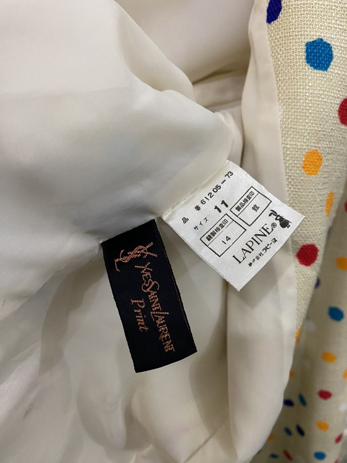 Japanese Brand × Yves Saint Laurent Lapine YSL Print polcadot Jacket Size XS / US 0-2 / IT 36-38 - 16 Thumbnail