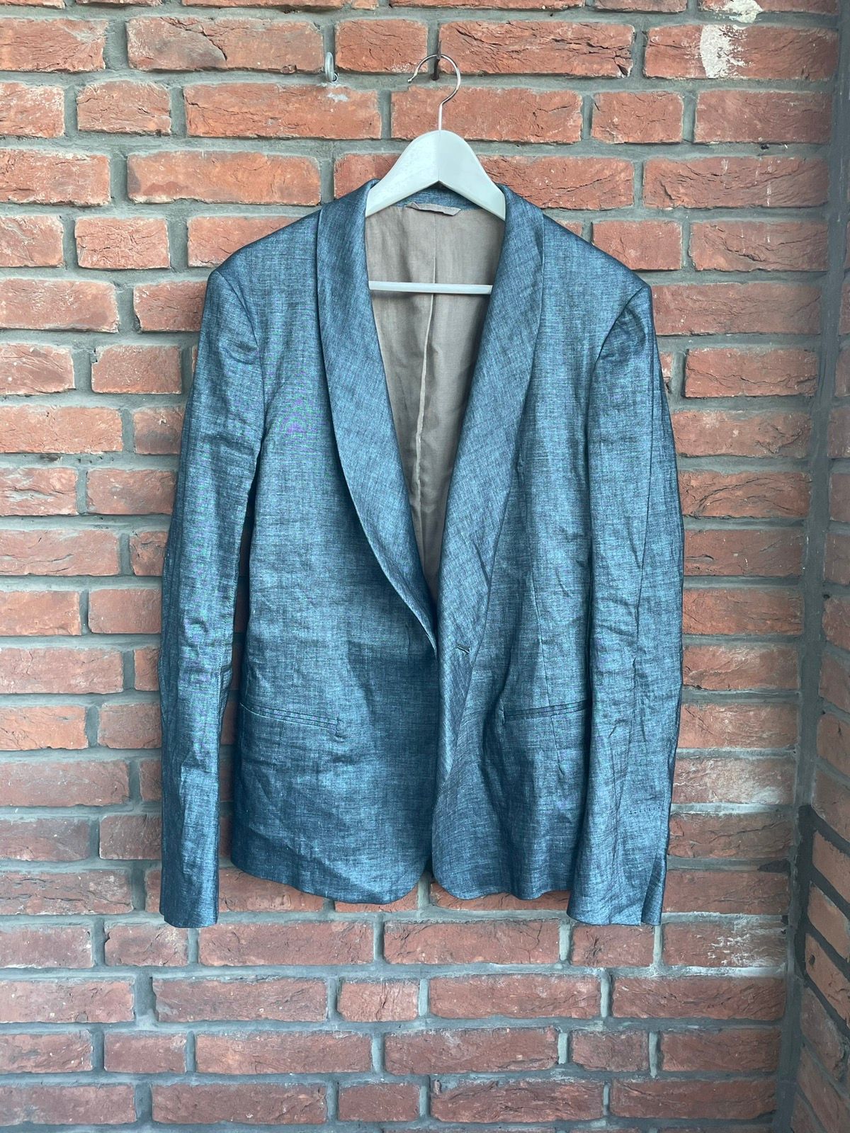 Pre-owned Haider Ackermann Linen Blazer Jacket With Silk Lining In Dark Blue