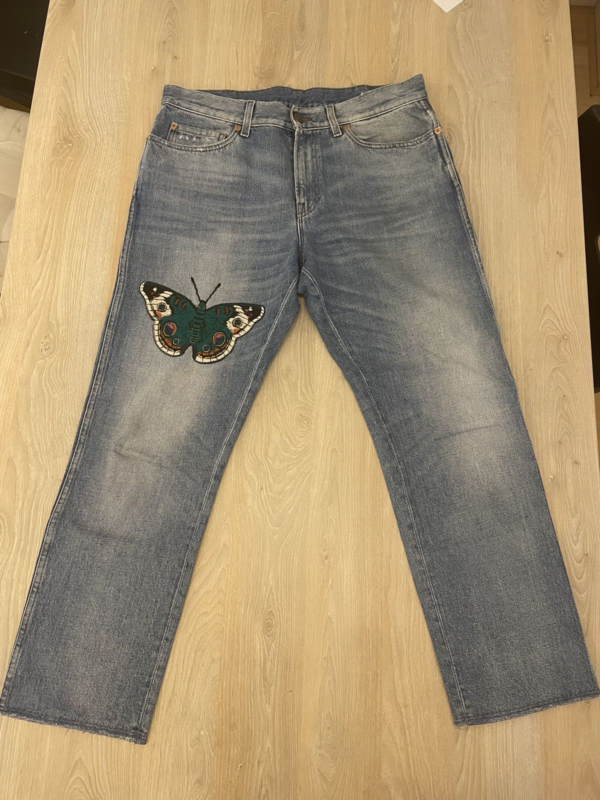 Gucci Butterfly Embroidered Jeans Size US 30 / EU 46 - 1 Thumbnail