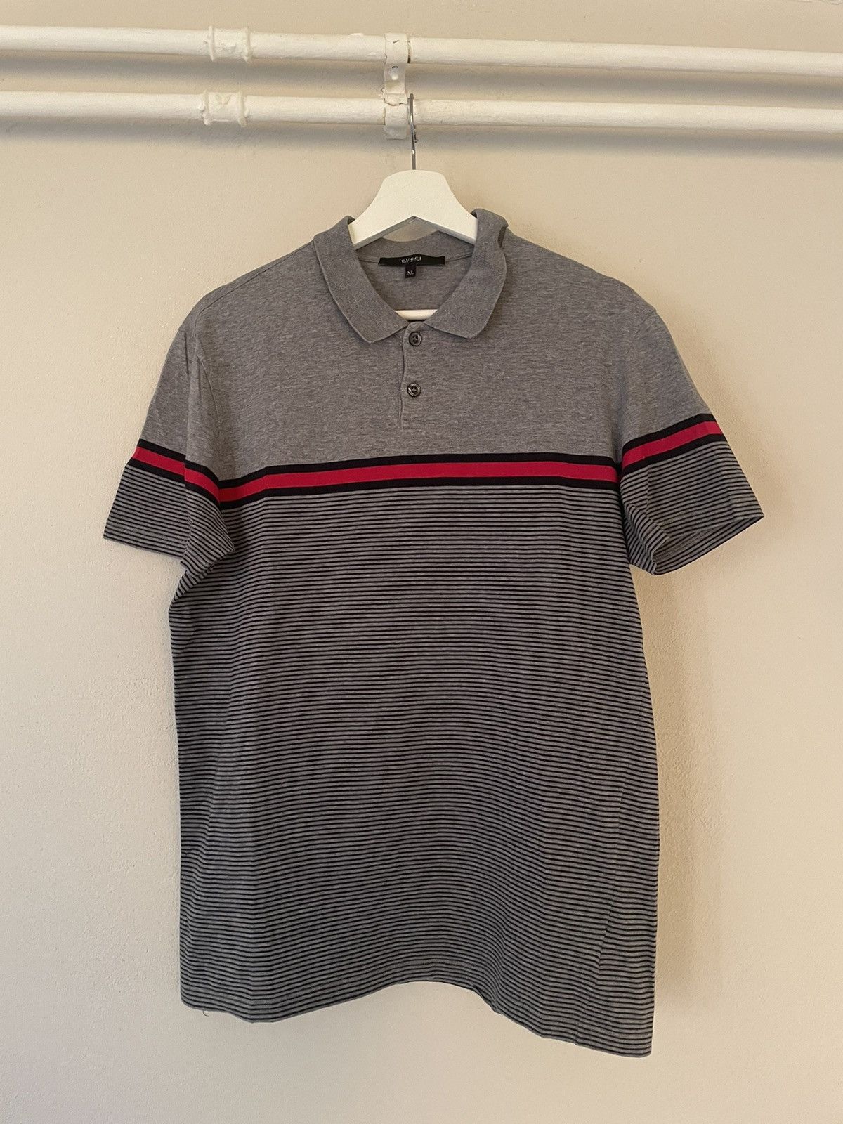 image of Gucci Grey Web Polo, Men's (Size XL)