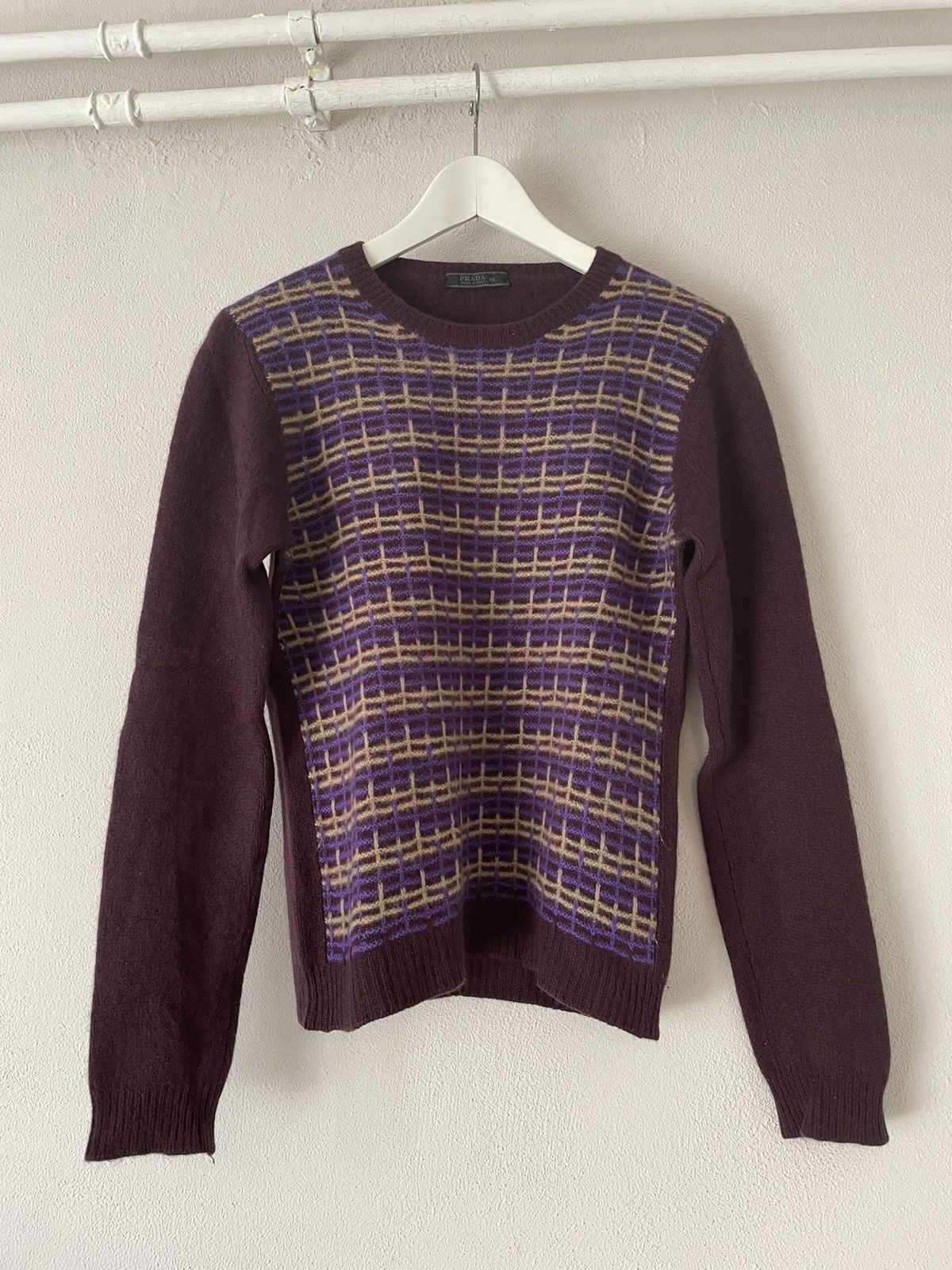 Pre-owned Prada Burgundy Wool Knit Sweater