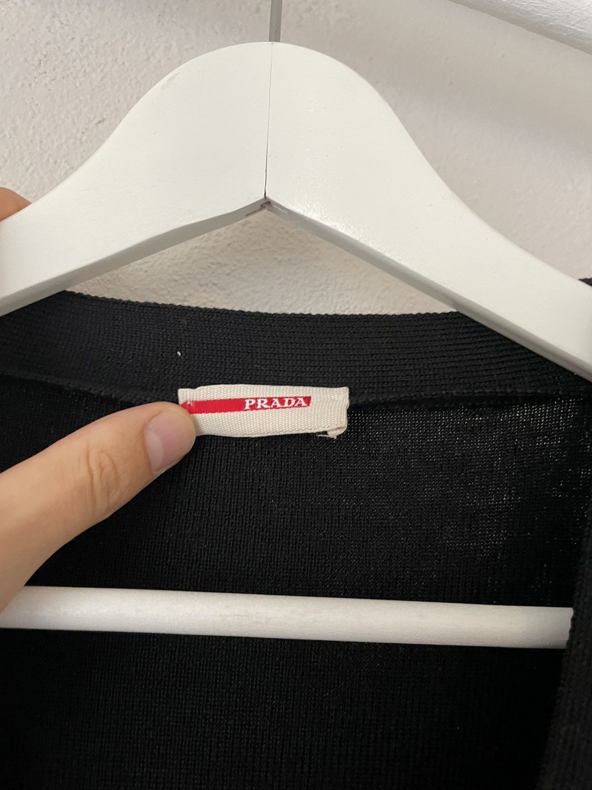 Prada Wool Cardigan with Nylon Applications and Red Logo Tab Size US L / EU 52-54 / 3 - 4 Thumbnail