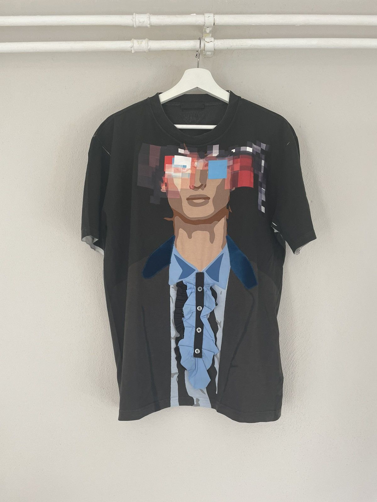 Image of Prada Graphic Art Print T-Shirt in Black, Men's (Size 2XL)