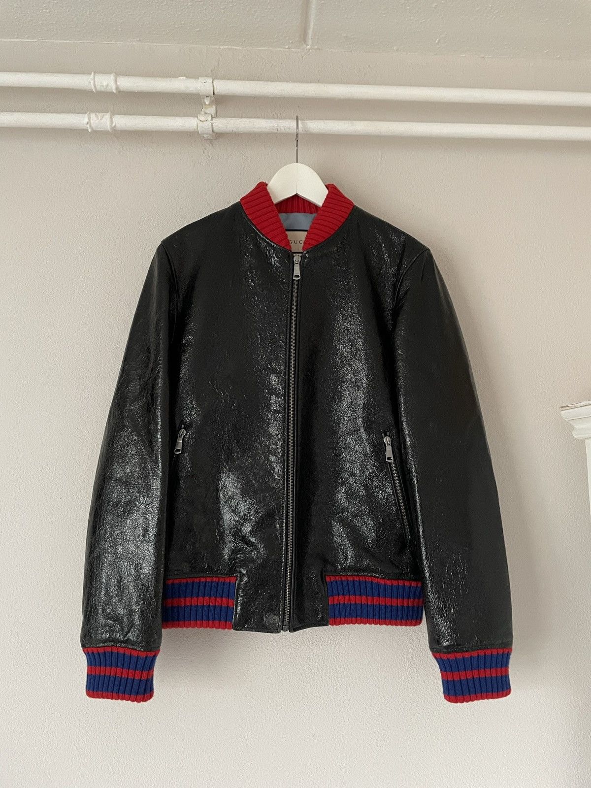 Gucci BNWT ‘Biddenden Road’ Crackled Goat Leather Bomber Jacket Size US S / EU 44-46 / 1 - 2 Thumbnail