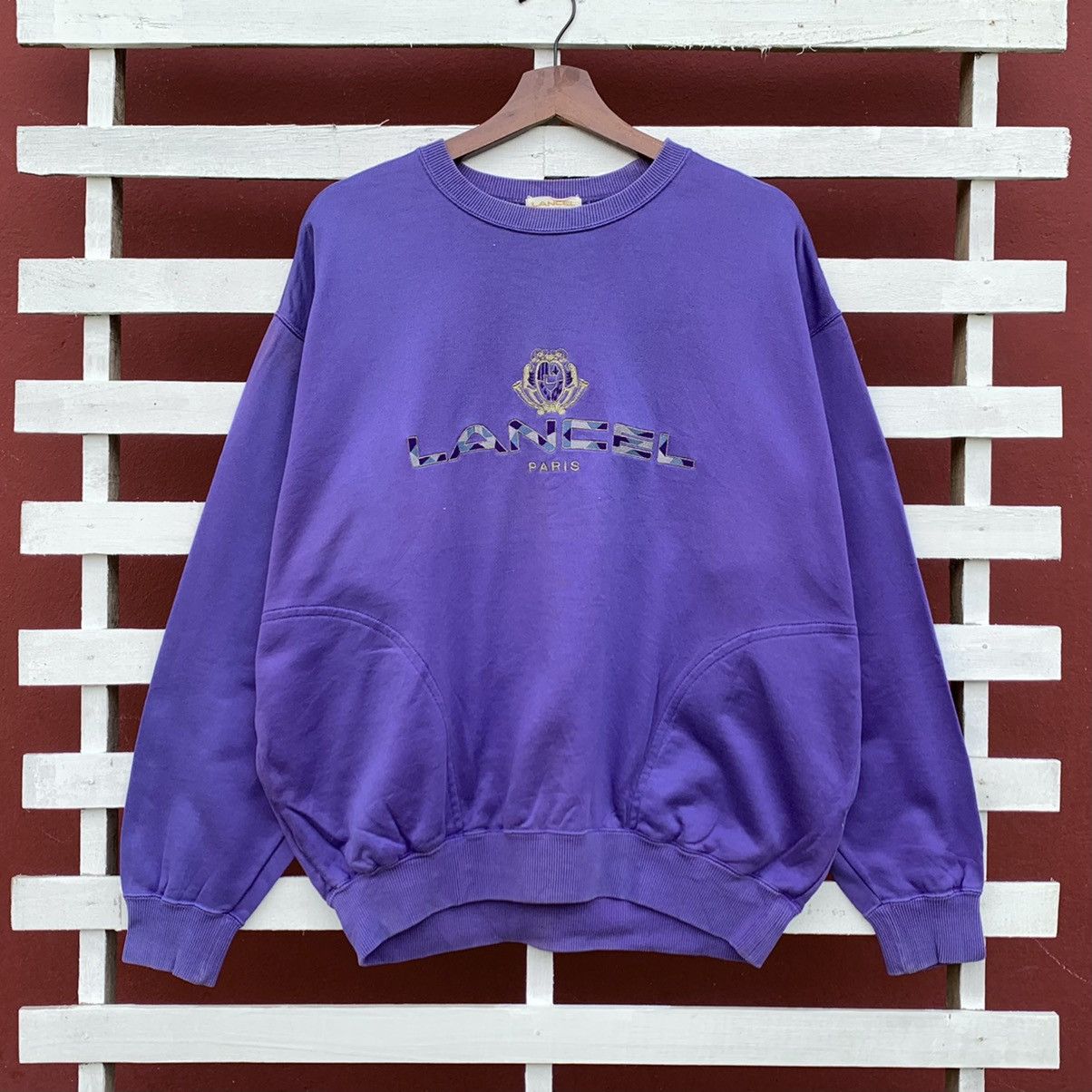 Lancel × Vintage Vintage 90s Lancel Sweatshirt Embroidered Logo Size US L / EU 52-54 / 3 - 1 Thumbnail