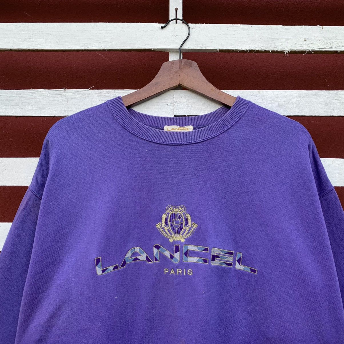 Lancel × Vintage Vintage 90s Lancel Sweatshirt Embroidered Logo Size US L / EU 52-54 / 3 - 3 Thumbnail