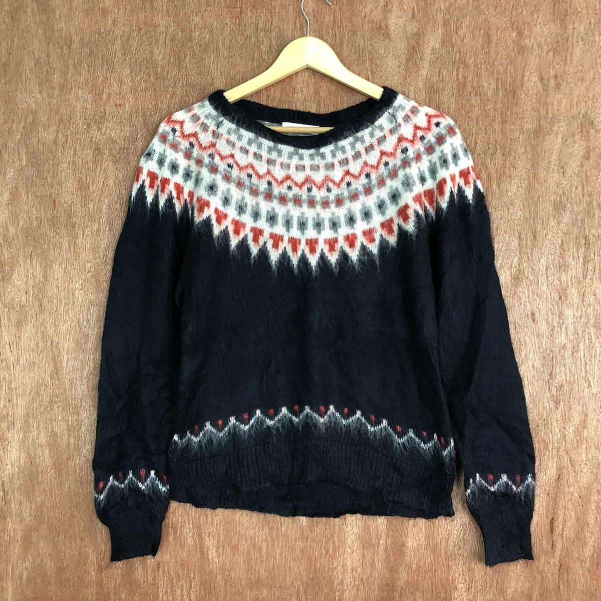 Homespun Knitwear × LOWRYS FARM × Vintage Lowrys Farm Black Navajo Knitwear fur mohair #c339 Size M / US 6-8 / IT 42-44 - 1 Thumbnail