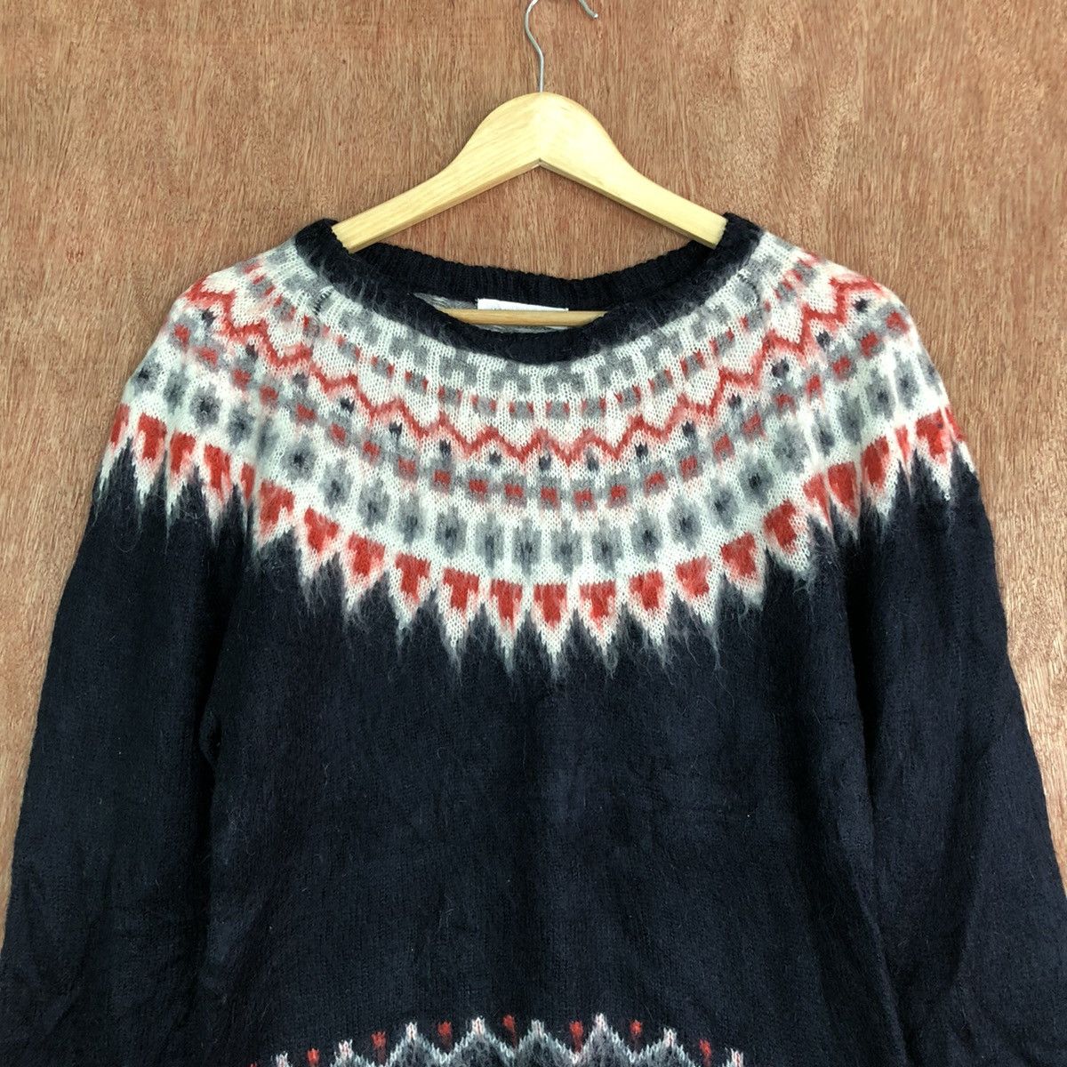 Homespun Knitwear × LOWRYS FARM × Vintage Lowrys Farm Black Navajo Knitwear fur mohair #c339 Size M / US 6-8 / IT 42-44 - 8 Thumbnail