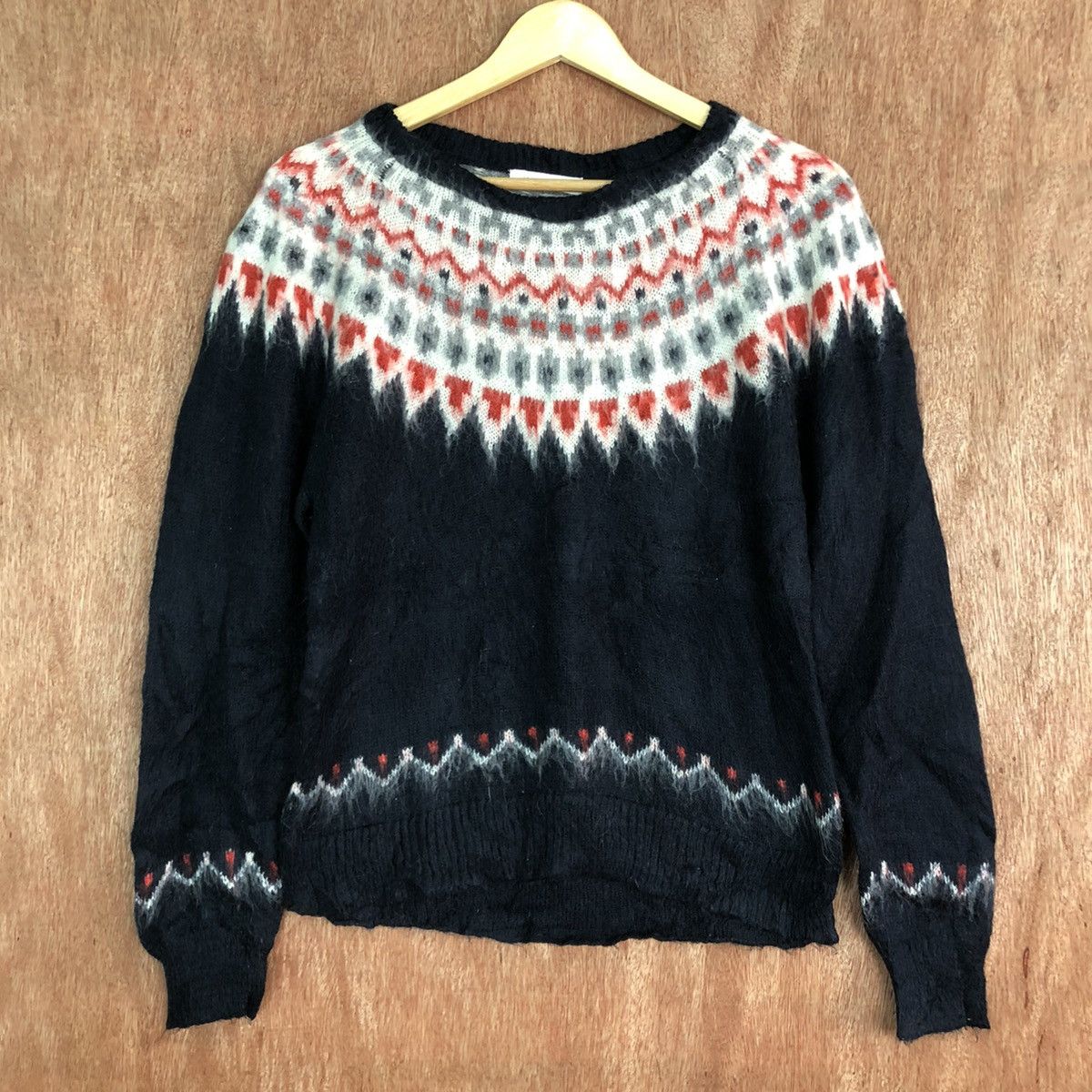 Homespun Knitwear × LOWRYS FARM × Vintage Lowrys Farm Black Navajo Knitwear fur mohair #c339 Size M / US 6-8 / IT 42-44 - 3 Thumbnail