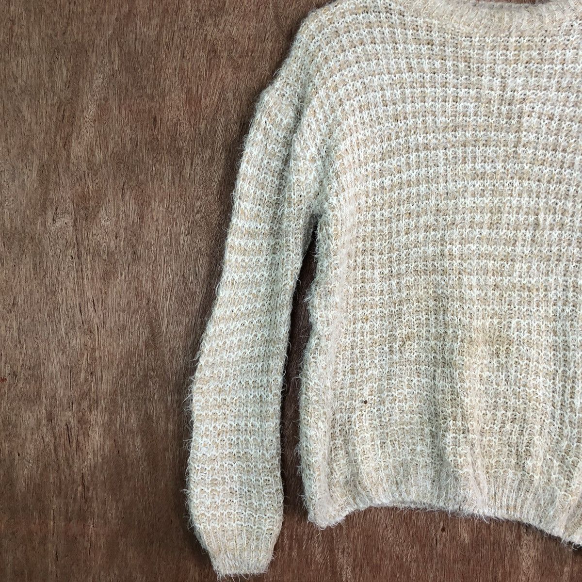 Homespun Knitwear × Japanese Brand DLL Park Girl Light Brown Mohair shaggy fur Knitwear #c375 Size M / US 6-8 / IT 42-44 - 7 Thumbnail
