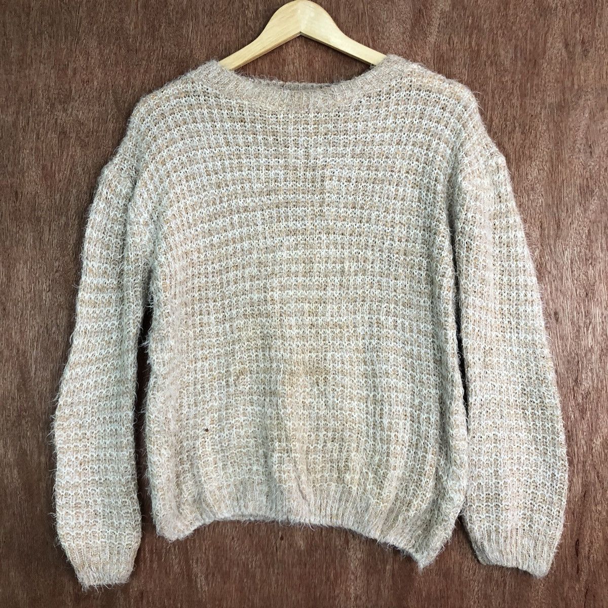 Homespun Knitwear × Japanese Brand DLL Park Girl Light Brown Mohair shaggy fur Knitwear #c375 Size M / US 6-8 / IT 42-44 - 3 Thumbnail