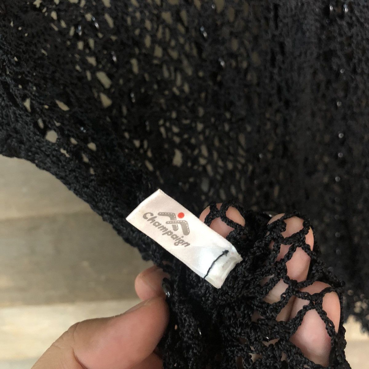 Japanese Brand × Vintage Champaign crochet mesh net Black Knitwear #6872 Size US S / EU 44-46 / 1 - 6 Thumbnail