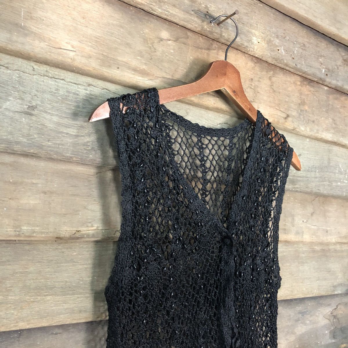 Japanese Brand × Vintage Champaign crochet mesh net Black Knitwear #6872 Size US S / EU 44-46 / 1 - 4 Thumbnail