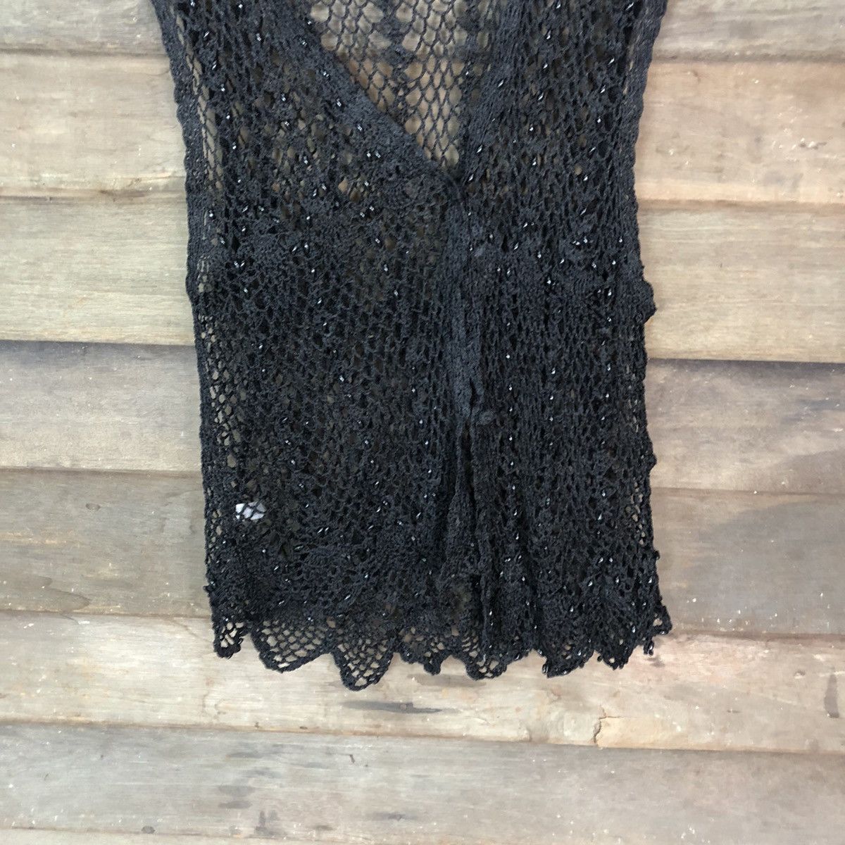 Japanese Brand × Vintage Champaign crochet mesh net Black Knitwear #6872 Size US S / EU 44-46 / 1 - 3 Thumbnail