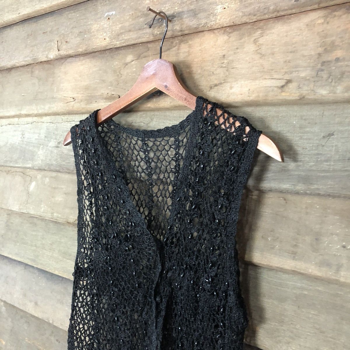 Japanese Brand × Vintage Champaign crochet mesh net Black Knitwear #6872 Size US S / EU 44-46 / 1 - 5 Thumbnail