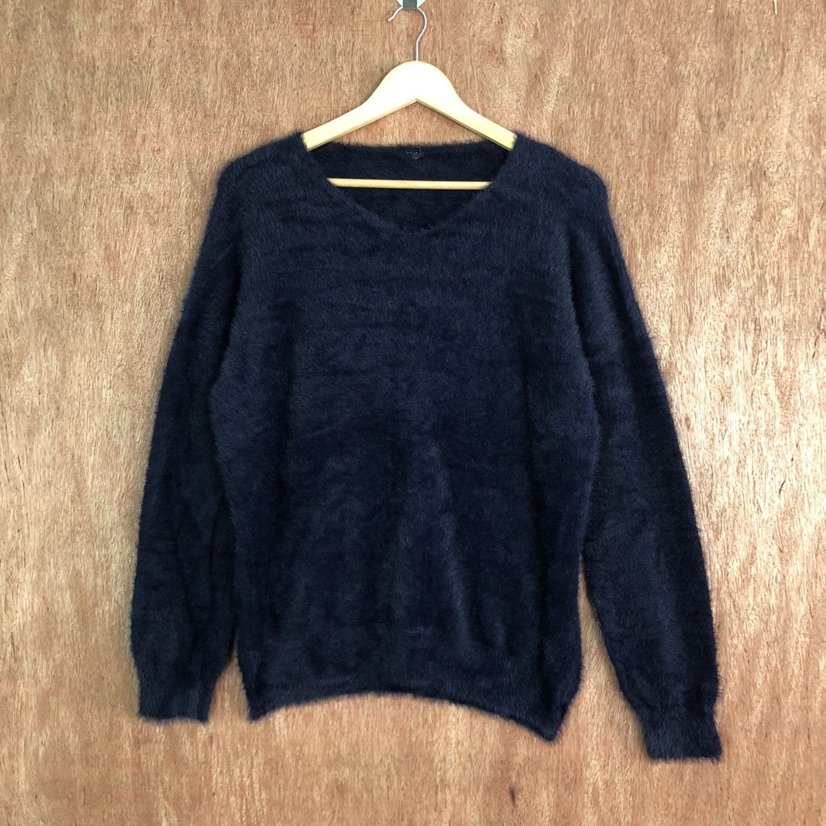 Homespun Knitwear × Japanese Brand Japan Dark Blue Mohair Shag Shaggy knitwear #c410 Size L / US 10 / IT 46 - 1 Thumbnail