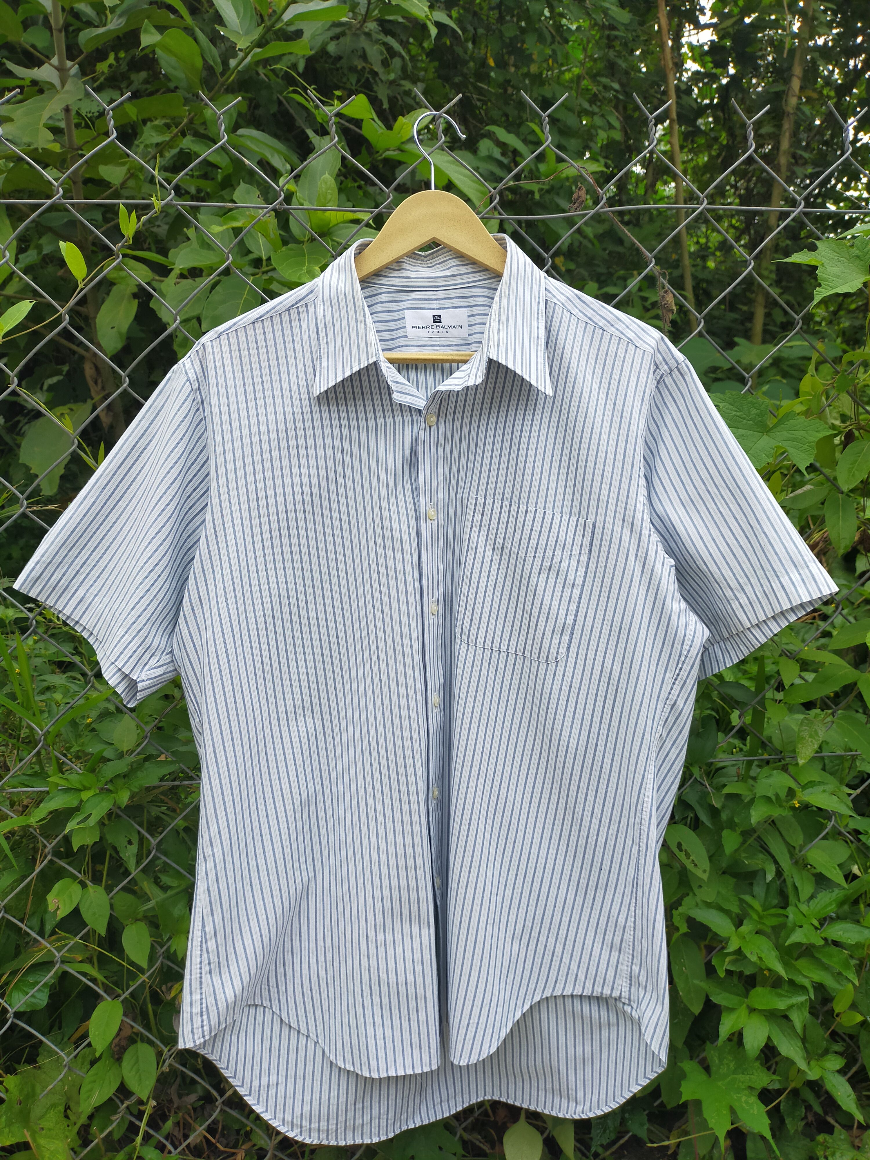Designer Pierre Balmain Stripes Button Shirt Size US L / EU 52-54 / 3 - 1 Thumbnail