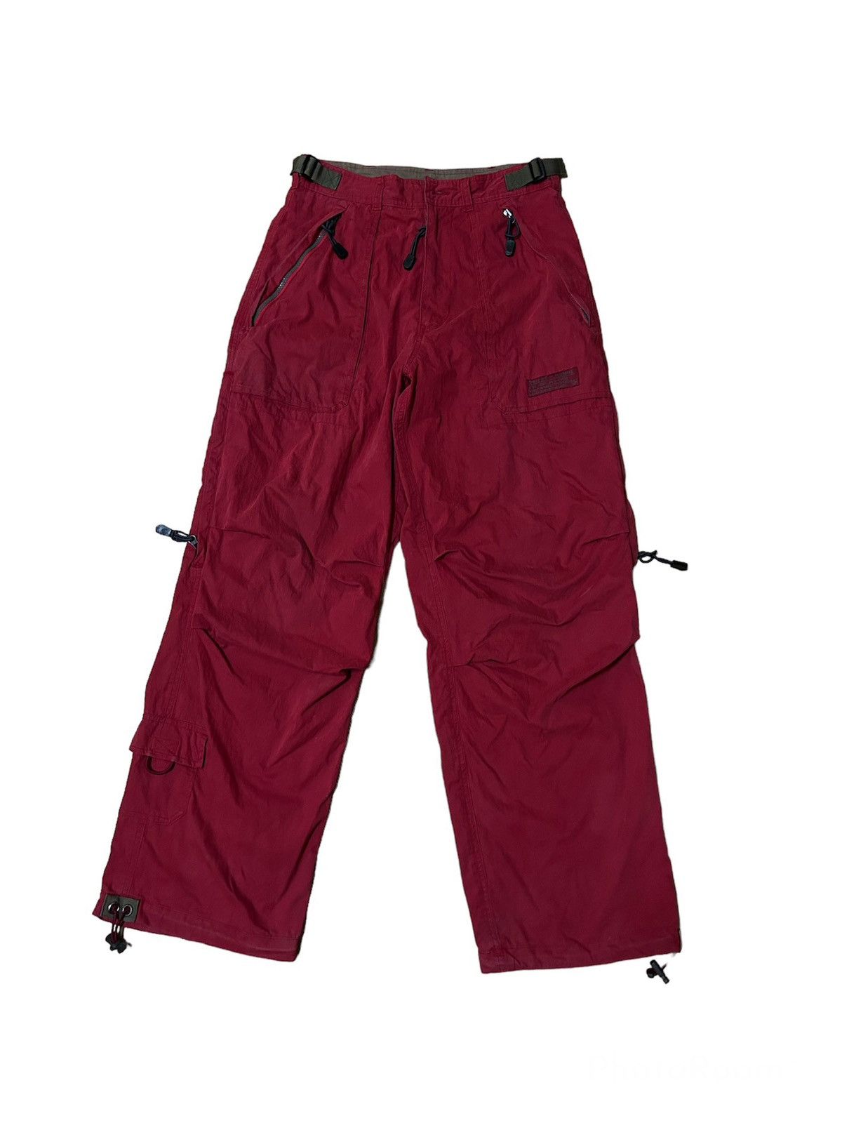 image of Designer Homme 291295 Tactical Cargo Pants in Red, Men's (Size 30)